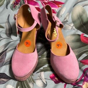 Pink PICON Suede Wedge Espadrilles Sz 9.5 NWT MADE IN SPAIN